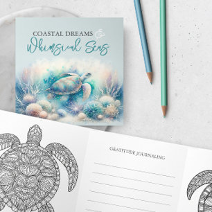 ウミガメがよくカラーリングカードを取得 三つ折り招待状