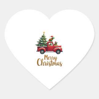 ウミガメがクリスマスツリーのトラックを運転する カメさんCh ハートシール