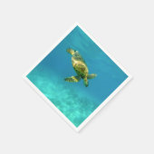 ウミガメがターコイズ海水で泳ぐ スタンダードカクテルナプキン (角)