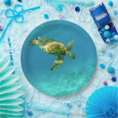 ウミガメがターコイズ海水で泳ぐ ペーパープレート (パーティー)