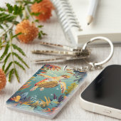 ウミガメが太平洋を海 キーホルダー (正面右)