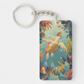 ウミガメが太平洋を海 キーホルダー (正面)