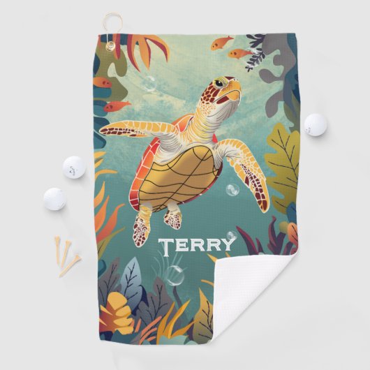 ウミガメが太平洋を海 ゴルフタオル (インサイチュ)