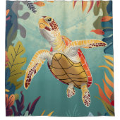 ウミガメが太平洋を海 シャワーカーテン (正面)