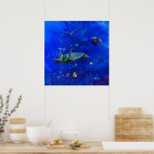 ウミガメが水に吹き付ける ポスター (キッチン)