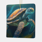 ウミガメが泳ぐ海 セラミックオーナメント (左)