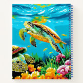 ウミガメが海で泳いでいる ノートブック (裏面)