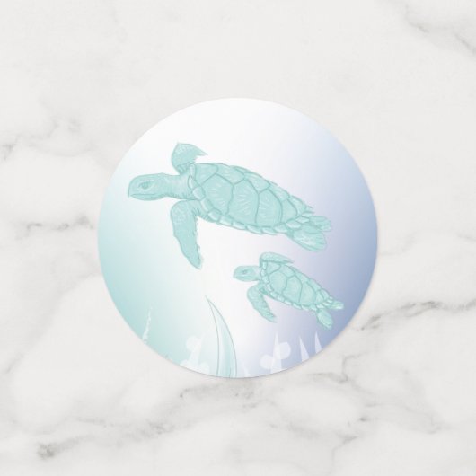 ウミガメが海の下で赤ちゃんシャワー コンフェッティ (スモール正面)
