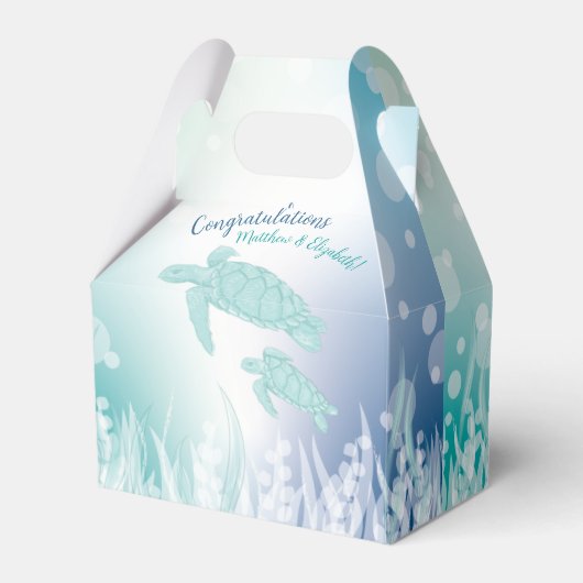 ウミガメが海の下で赤ちゃんシャワー フェイバーボックス (裏面サイド)