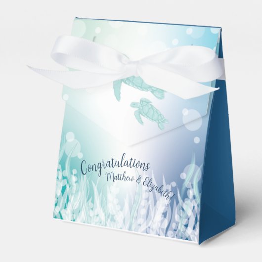 ウミガメが海の下で赤ちゃんシャワー フェイバーボックス (正面サイド)