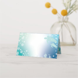 ウミガメが海の下で赤ちゃんシャワー プレイスカード