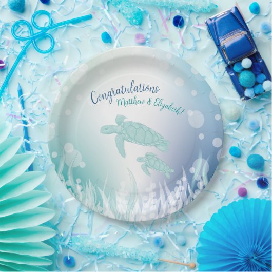 ウミガメが海の下で赤ちゃんシャワー ペーパープレート (パーティー)
