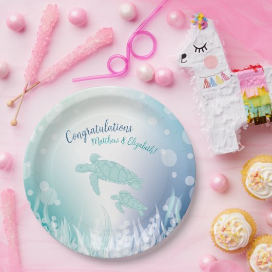 ウミガメが海の下で赤ちゃんシャワー ペーパープレート (パーティー)