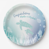 ウミガメが海の下で赤ちゃんシャワー ペーパープレート (正面)