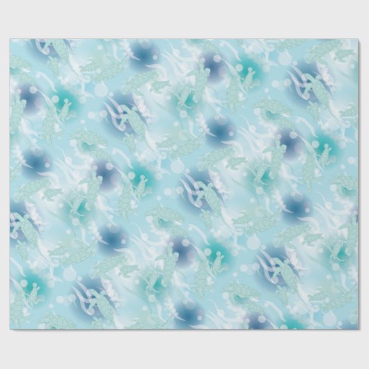 ウミガメが海の下で赤ちゃんシャワー ラッピングペーパー (フラット)