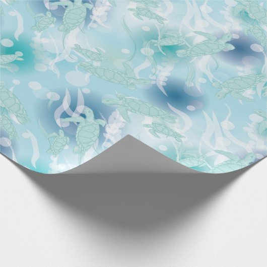 ウミガメが海の下で赤ちゃんシャワー ラッピングペーパー (角)