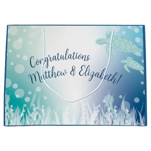 ウミガメが海の下で赤ちゃんシャワー ラージペーパーバッグ (正面)