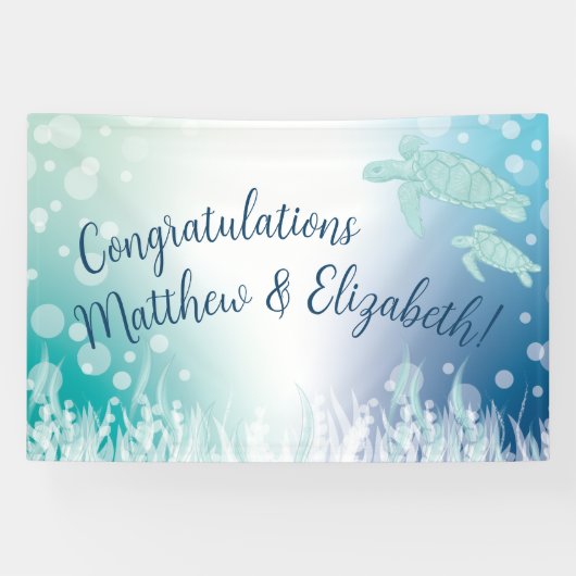 ウミガメが海の下で赤ちゃんシャワー 横断幕 (横)