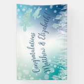 ウミガメが海の下で赤ちゃんシャワー 横断幕 (縦)