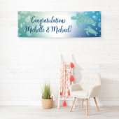 ウミガメが海の下で赤ちゃんシャワー 横断幕 (インサイチュ)