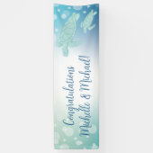 ウミガメが海の下で赤ちゃんシャワー 横断幕 (縦)