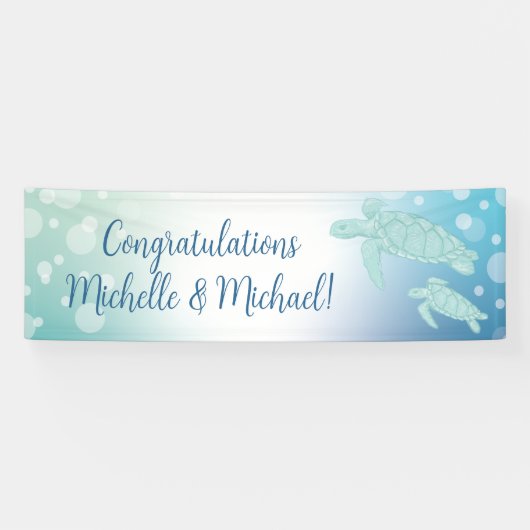 ウミガメが海の下で赤ちゃんシャワー 横断幕 (横)