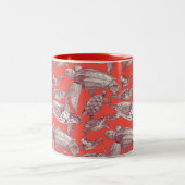 ウミガメが赤く染まる ツートーンマグカップ (中央)