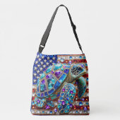 ウミガメきらきら光る愛国心のある クロスボディバッグ (裏面)