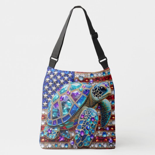 ウミガメきらきら光る愛国心のある クロスボディバッグ (正面)