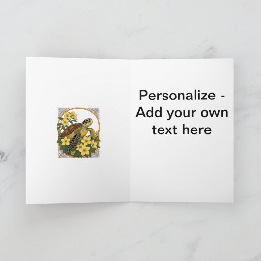 ウミガメとイエロージェルセミウムの花 シーズンカード (内部)