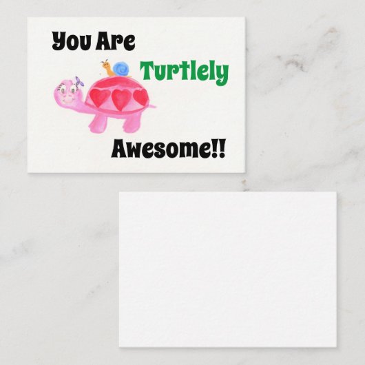 ウミガメとカタツムリ素晴らしバレンタイン ノートカード (正面/裏面)