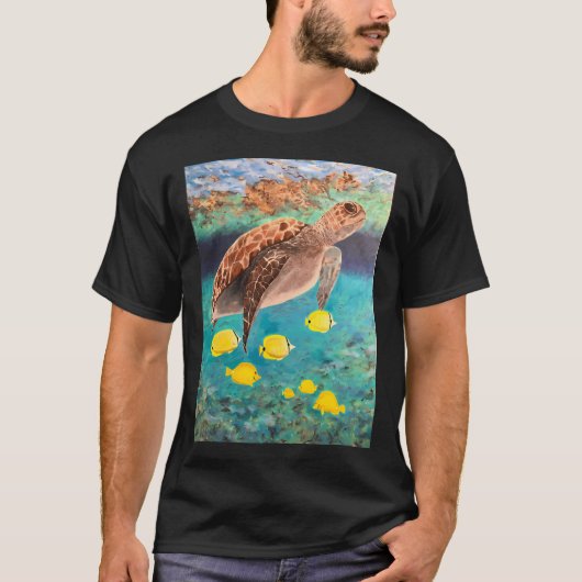 ウミガメとキイロハギ Tシャツ (正面)