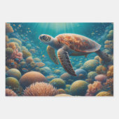ウミガメとサンゴ ラッピングペーパーシート (正面)