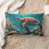 ウミガメとサンゴ ランバークッション (ブランケット)