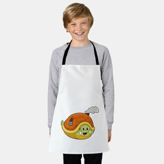 ウミガメとシェルを家として エプロン (着用した状態)