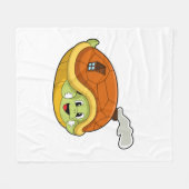 ウミガメとシェルを家として フリースブランケット (正面(横))