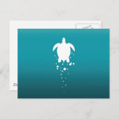 ウミガメとシャボン玉のブルーグリーン海 ポストカード (正面/裏面)