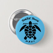 ウミガメとスキューバダイビング – タートルタウンマウイ 缶バッジ (正面&裏面)