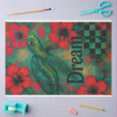 ウミガメとハイビスカス – デクページ紙 | 組織 薄葉紙 (クラフト)