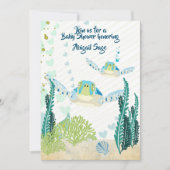 ウミガメとハートビーチベビーシャワー 招待状 (正面)