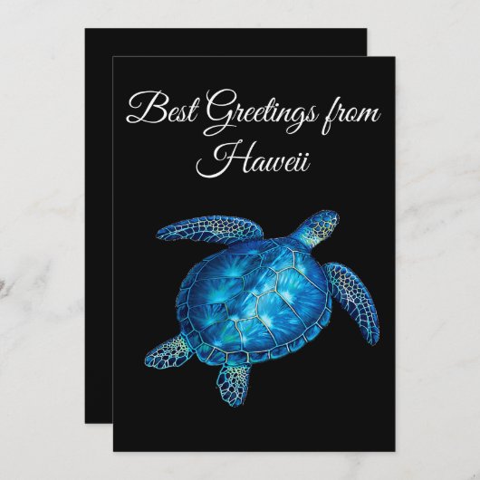 ウミガメとパーソナライズされた文字 シーズンカード (正面/裏面)