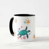 ウミガメとヒトデの海洋幻想 マグカップ (正面左)