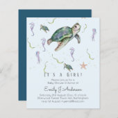 ウミガメとフレンズ男の赤ちゃんまたはガールシャワーInv (正面/裏面)