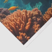 ウミガメと多くの小型魚が水中に 薄葉紙 (詳細)