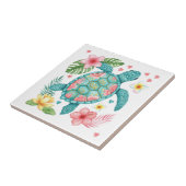 ウミガメと熱帯の花 タイル (側面)