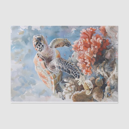 ウミガメと珊瑚の切り離 薄葉紙 (正面)