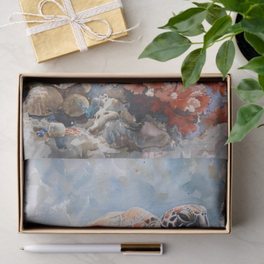 ウミガメと珊瑚の切り離 薄葉紙 (ギフト)