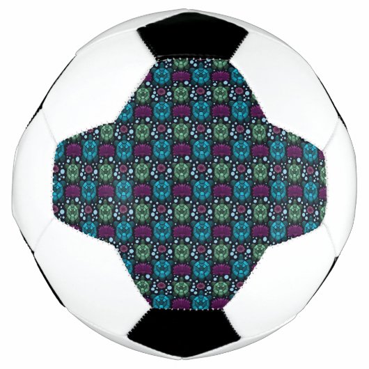 ウミガメと蓮の花柄 サッカーボール (正面)