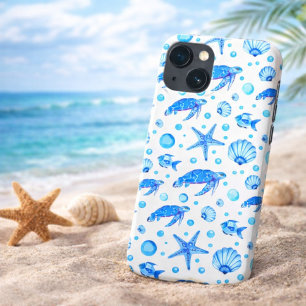 ウミガメと貝殻 – 海インスパイアデザイン iPhone 13ケース