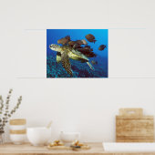 ウミガメと魚のプリント ポスター (キッチン)